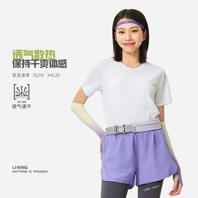 李宁短袖女款跑训时尚舒适凉爽速干透气简约T恤ATSU060-B品