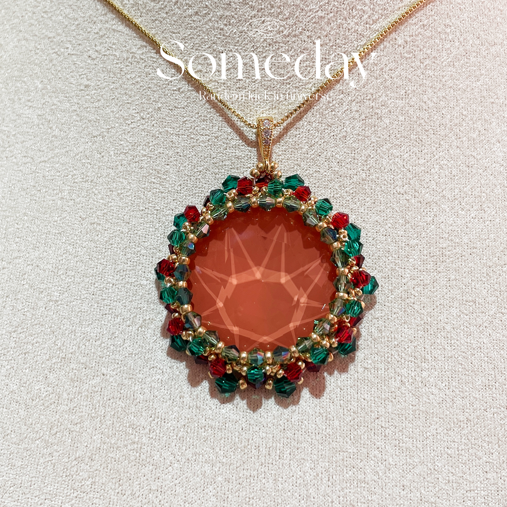 圣诞宝石花串珠项链材料包手工毛衣链送女友闺蜜生日礼物可定制