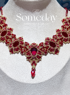 卢浮宫新年红串珠项链材料包保色显白送女友闺蜜生日礼物可定制