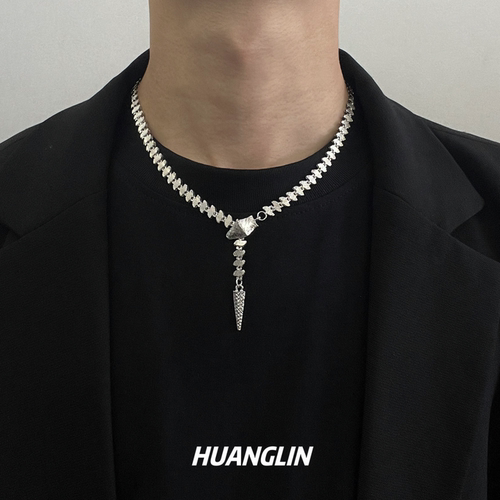 几何轻奢蛇骨链男士锁骨链