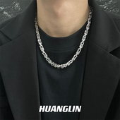 项链男士 轻奢高级设计感小众锁骨链霸气冷淡风嘻哈重金属钛钢颈链