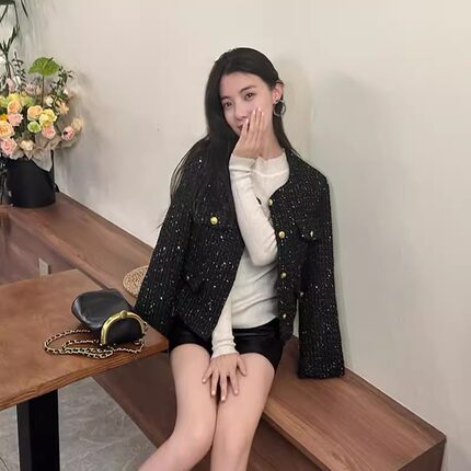粗花呢短外套女2024年秋科新款法式小众小香复古风高级感气质上衣