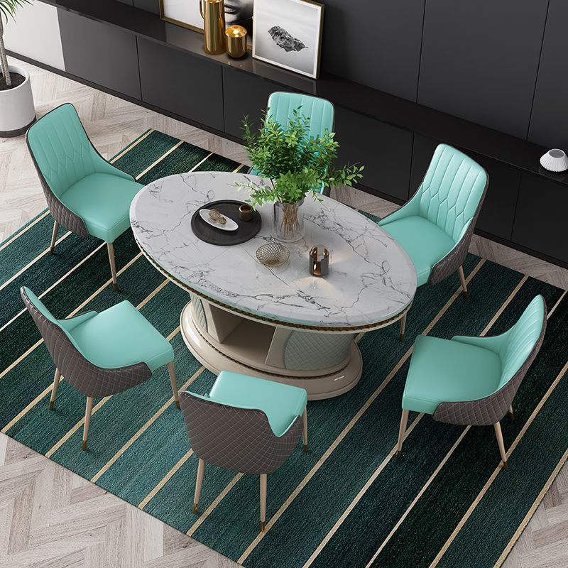 輕奢後現代大理石橢圓餐桌椅子 ins風家用吃飯桌子金邊扪皮大桌子在類目 住宅傢俱, 桌類, 餐桌中 - 來自Buy2taobao.com提供專業的淘寶代購服務