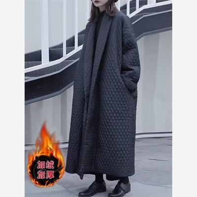 菱格长款棉服外套女冬装2