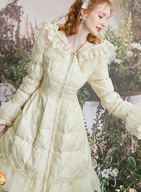 2025冬季新款公主白鸭绒黑色羽绒服女复古外套中长款过膝