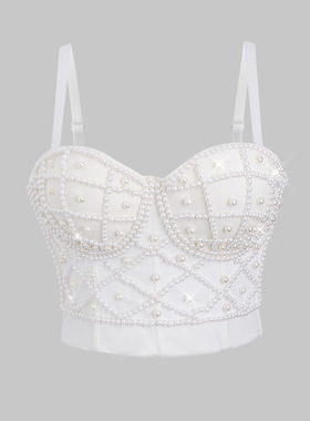 路秋国女背心吊带内搭黑色珍珠吊带背心外穿美背性感抹胸DB992