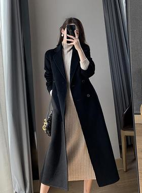 黑色呢子大衣女2025秋冬新款赫本风高端加厚显瘦中长款毛呢外套