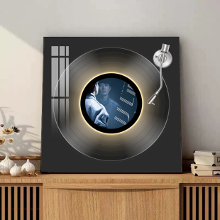 明星周边立体发光装饰画影音室练歌房蓝牙音响林俊杰黑胶唱片挂画