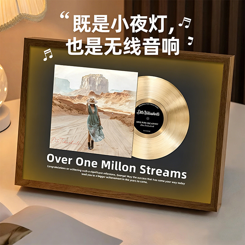 欧美音乐专辑灯光画潮流歌手蓝牙音响客厅摆件画黑胶唱片小夜灯