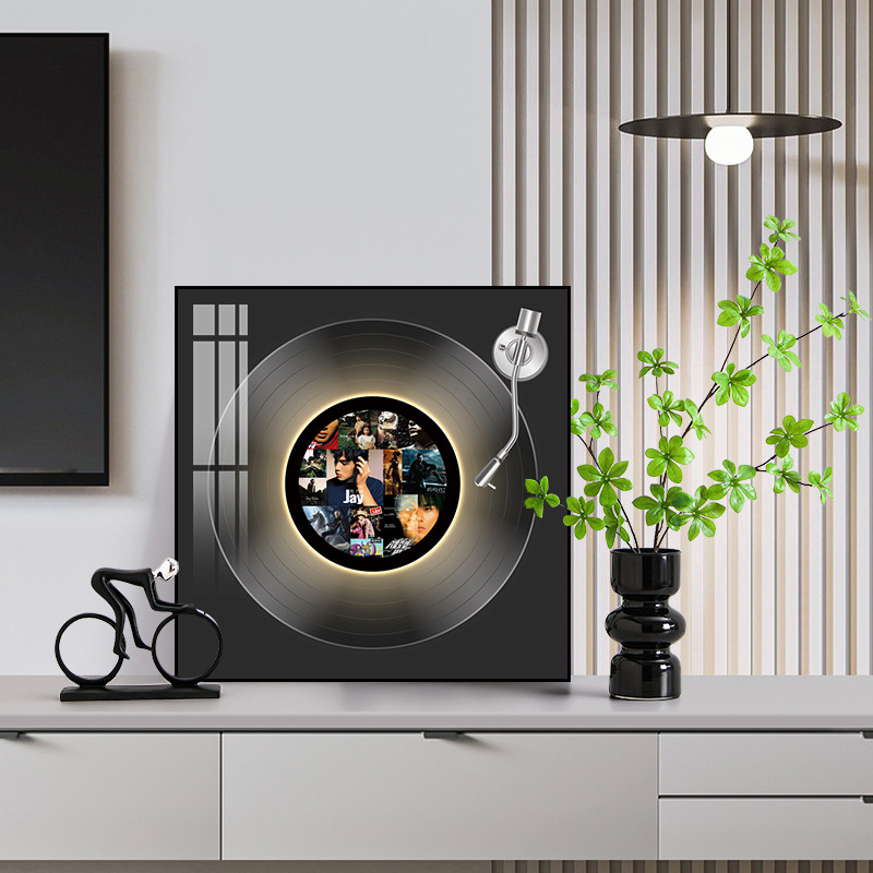 周杰伦蓝牙音响装饰画影音室私人影院黑胶唱片挂画音乐专辑摆件画