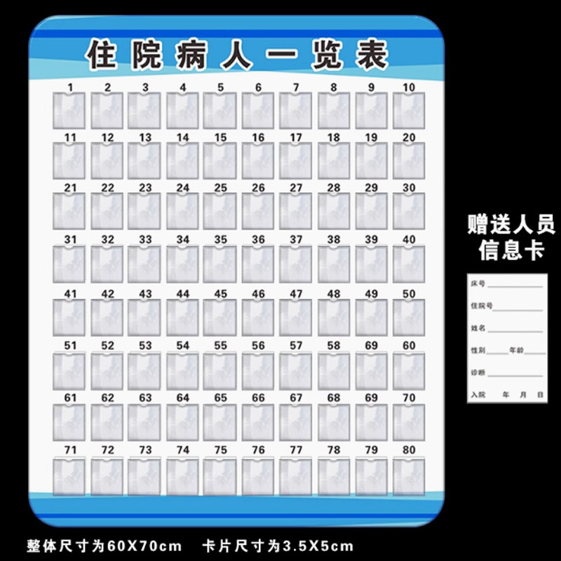 医院住院病人一览表公示栏