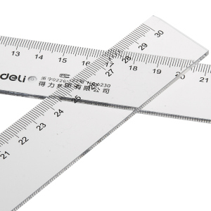 得力20cm/30cm/40cm/50cm/60cm有机直尺 仪尺 尺子 透明直尺