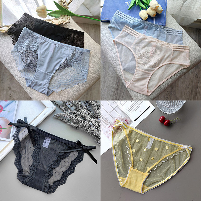 【清仓 50元四条】欧美性感中腰半包臀内裤 蕾丝无痕透明三角裤女,女士内衣/男士内衣/家居服,女三角裤,淘宝优惠券,粉丝福利购,淘宝优惠卷