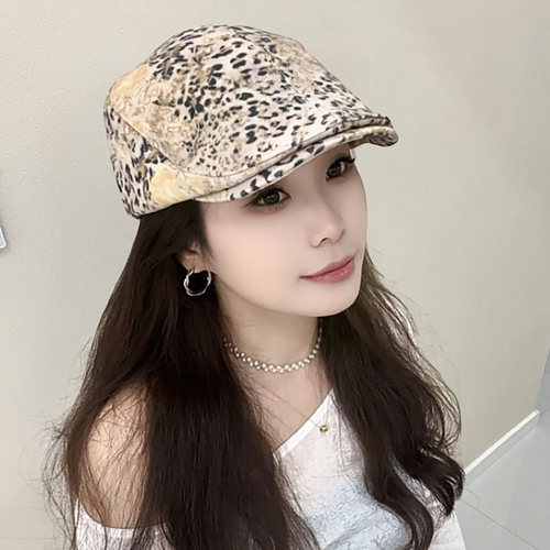2025新款复古百搭豹纹前进帽女