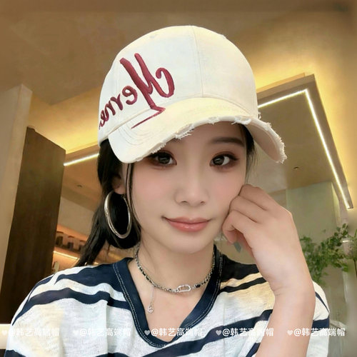 美式做旧字母刺绣大头围棒球帽子