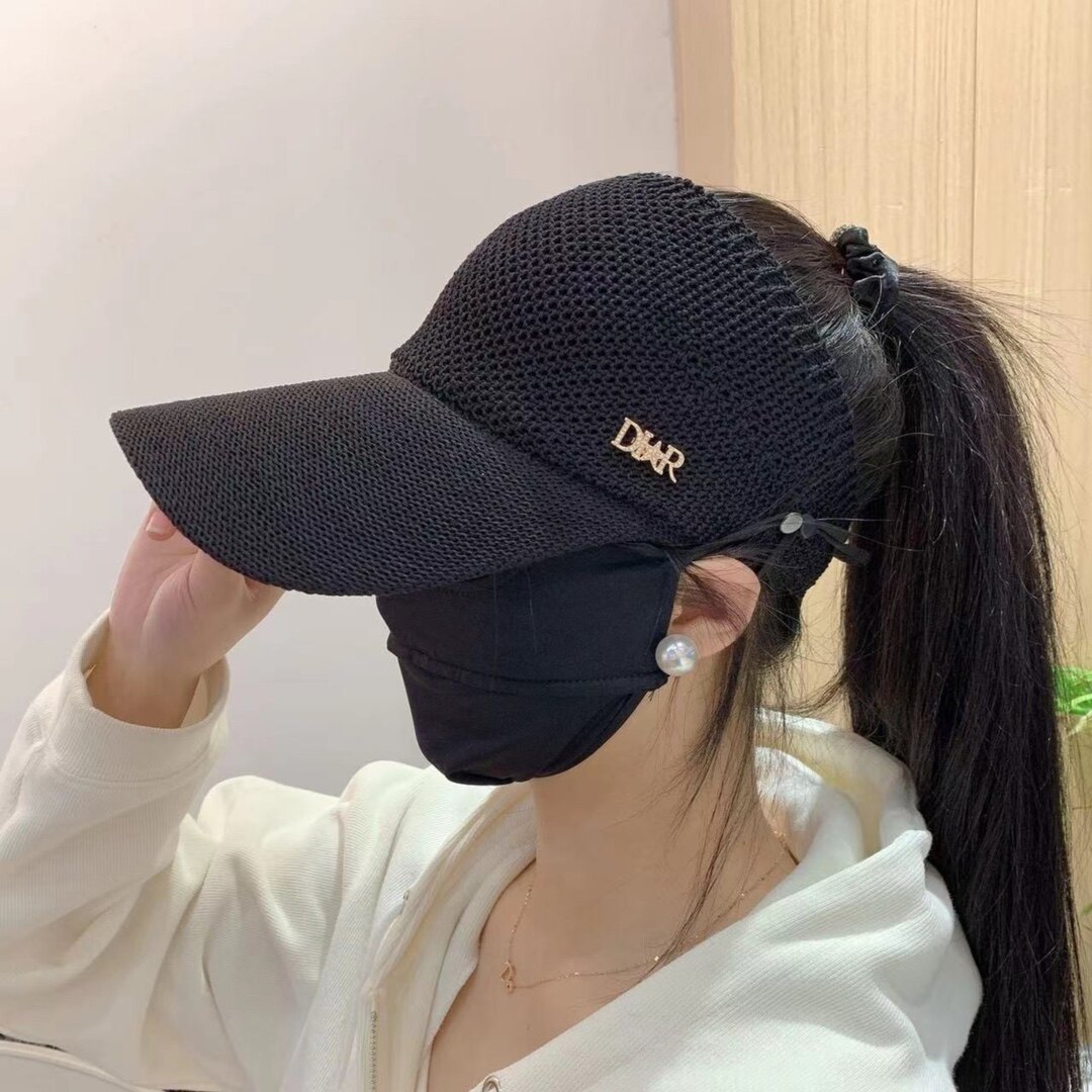 可挂口罩可扎马尾棒球帽半空顶女生帽子女帽防晒遮阳运动镂空透气
