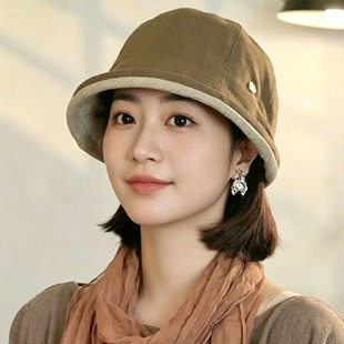 春秋季新款日系渔夫帽女精致休闲百搭显脸小出游户外遮阳小檐盆帽