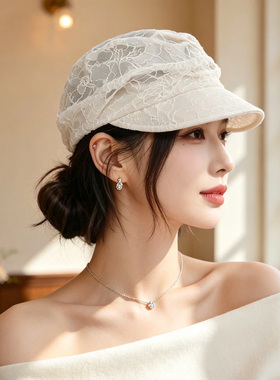 2026新款蕾丝堆堆八角帽子女夏季