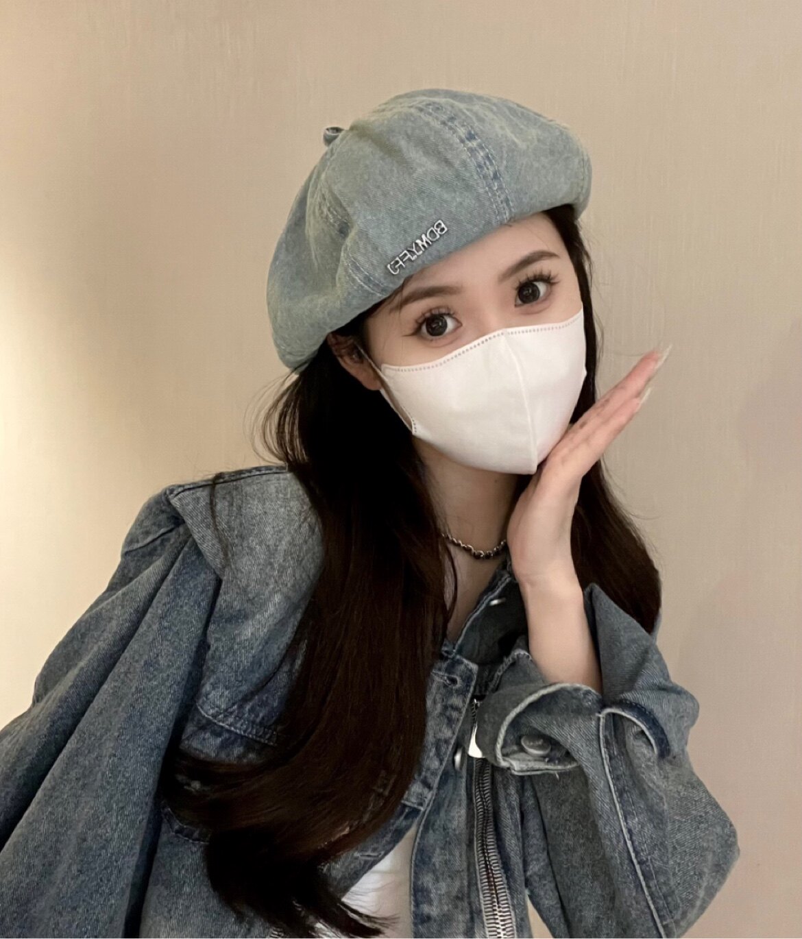 水洗牛仔贝雷帽女生秋季潮韩版百搭显脸小蓓蕾画家帽网红时尚帽子