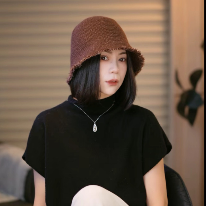 日韩品质流苏毛边复古渔夫帽女