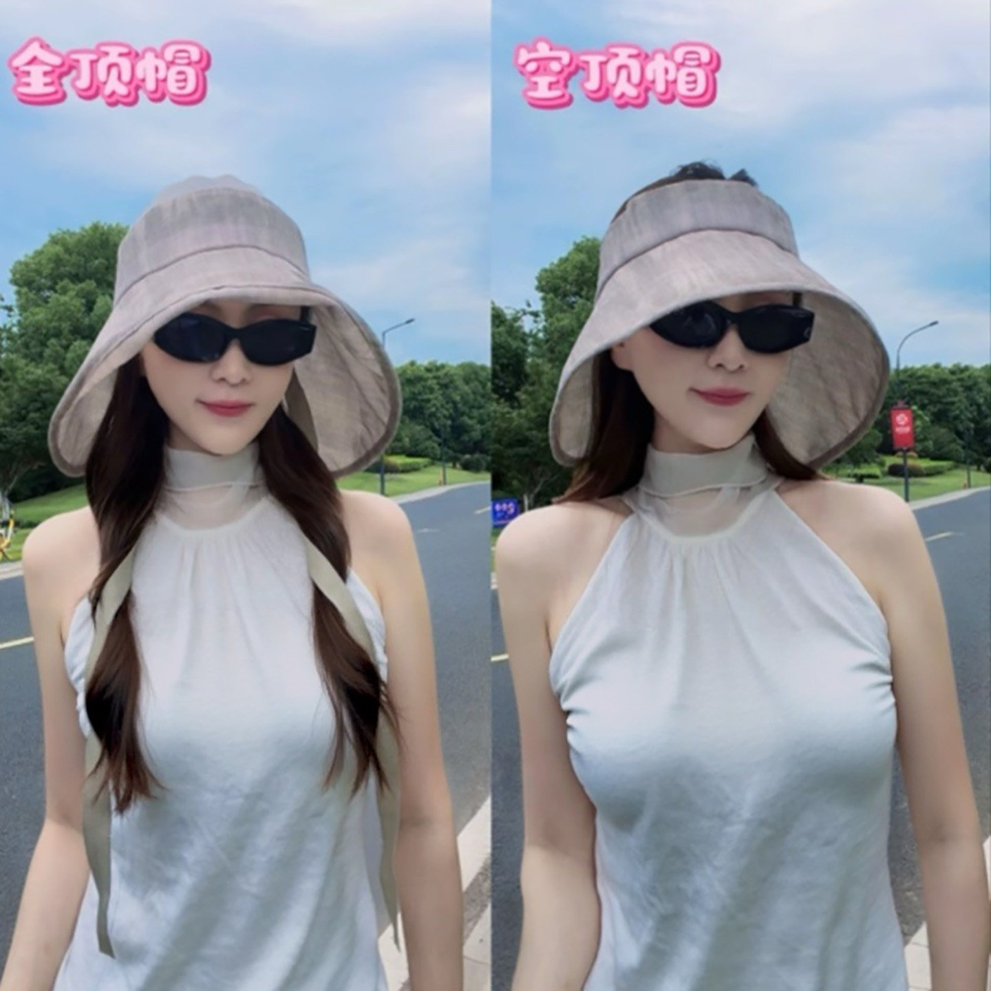 高品质环绕大檐绑带渔夫帽子女