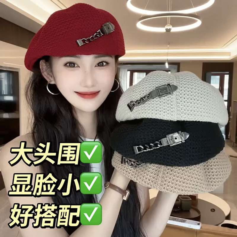 画家帽鸭舌大头围显脸小百搭秋冬