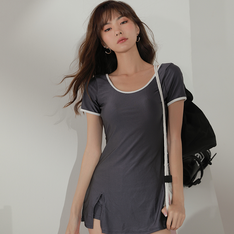 淑惠kiko泰国小众设计显瘦分体平角学院风保守显瘦泳衣女温泉度假