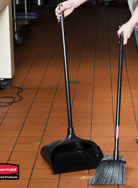 美国乐柏美rubbermaid垃圾铲FG253100扫帚套装防风带盖式防风簸箕