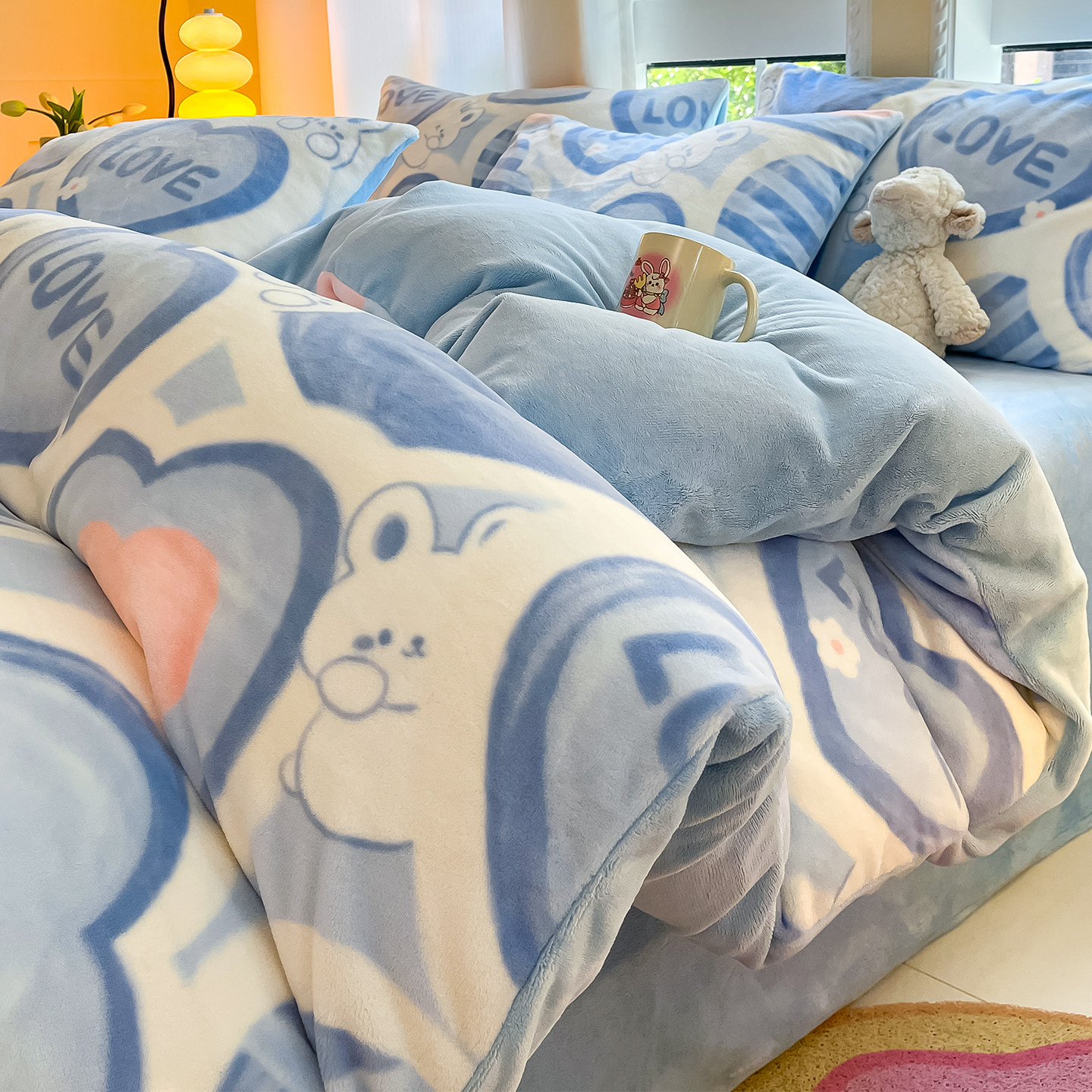 牛奶绒被套单件秋冬季加绒150x200x230珊瑚绒被单法兰绒单人被罩3