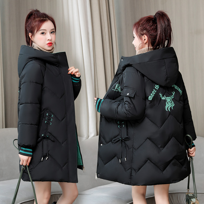 羽绒棉服少女冬季外套2020新款韩版初中高中学生女生中长款棉衣厚