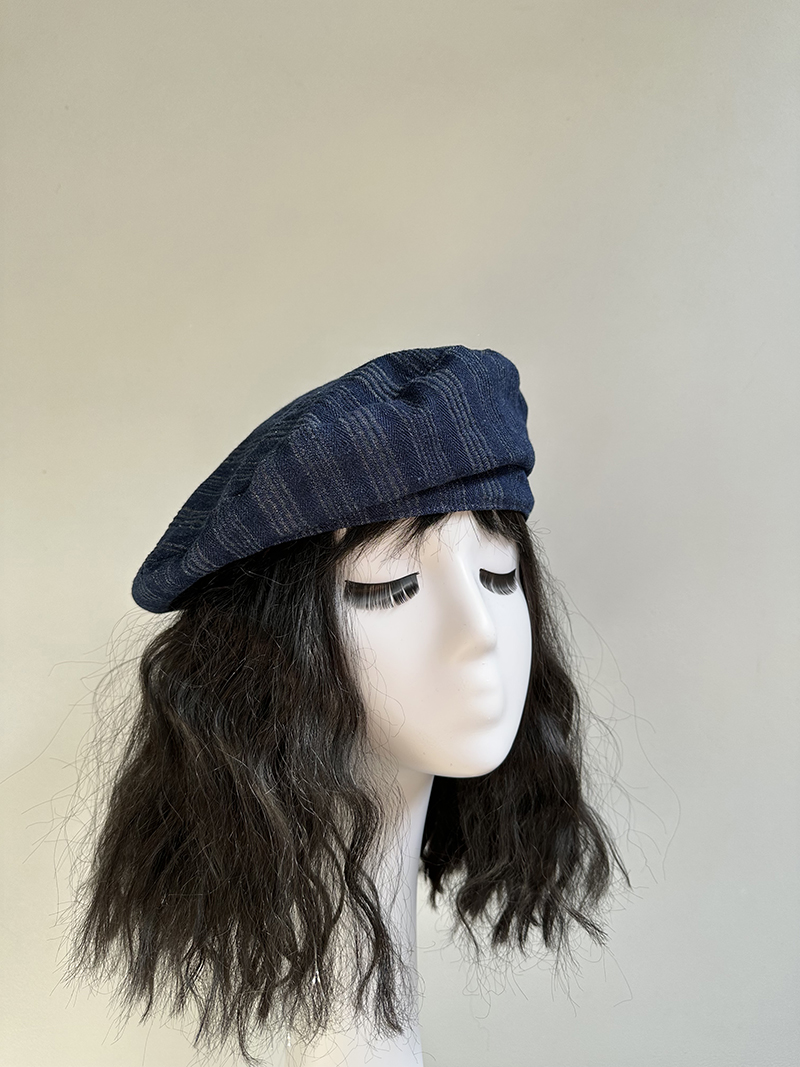 原创画家帽透气显脸小光身棉质韩版休闲春夏牛仔蓝贝雷帽时尚百搭