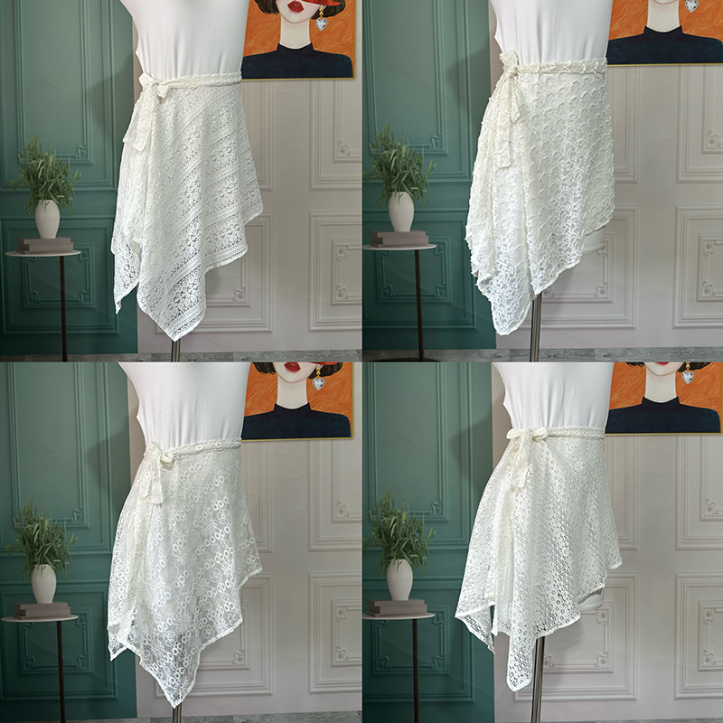 原创白色田园蕾丝高级感围裙半身裙裙帘遮屁帘叠穿氛围感纱裙系带