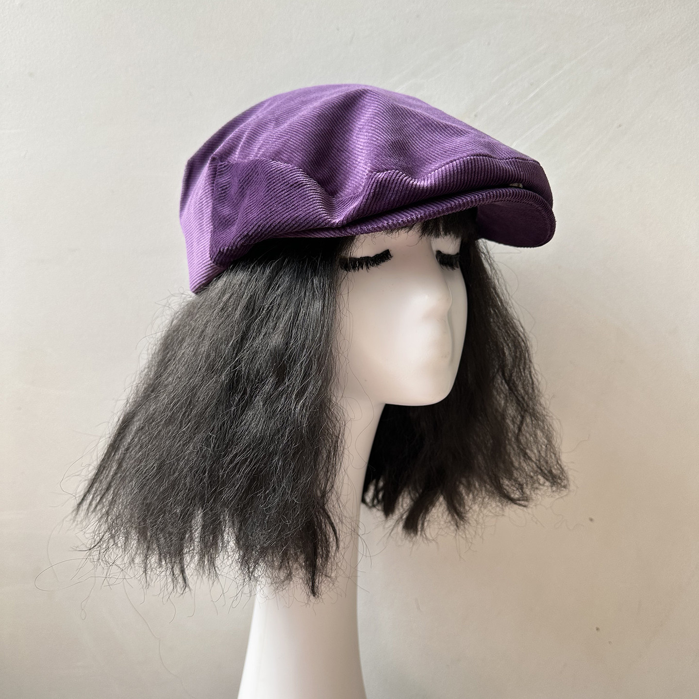 原创紫色灯芯绒复古时尚前进帽休闲男女情侣帽子百搭鸭舌帽贝雷帽