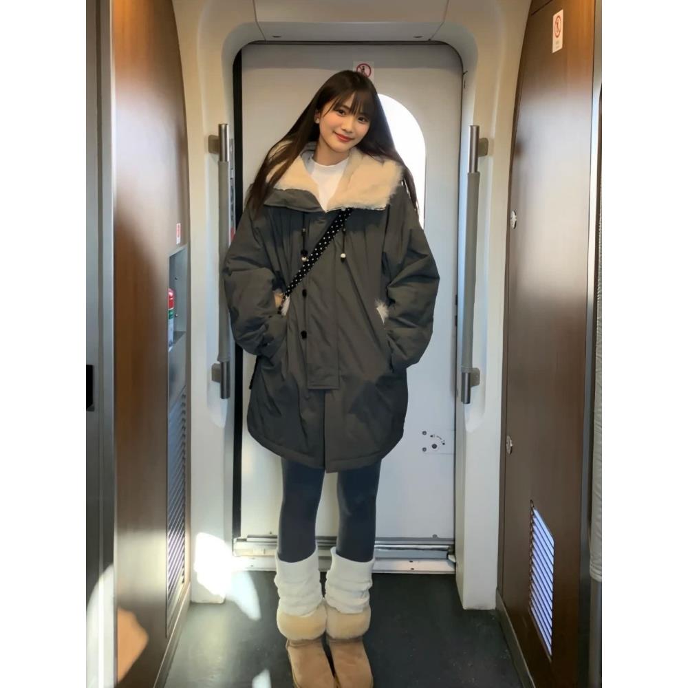 派克棉服女冬季2025新款工装加绒加厚中长款冲锋衣棉袄座山雕外套