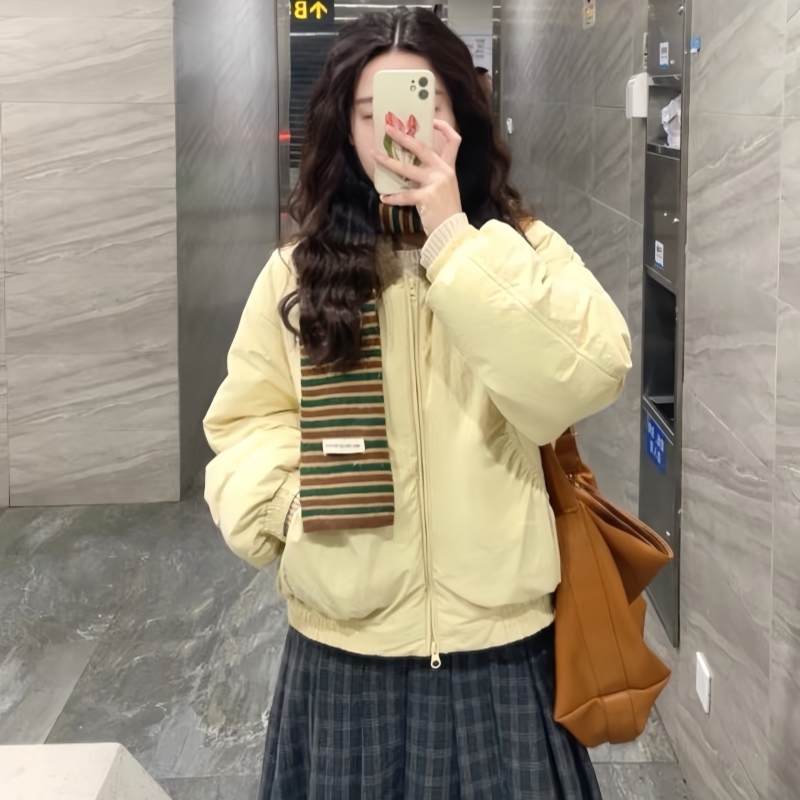 羽绒棉服女2025冬装新款韩版棉衣加厚短款翻领学生棉袄夹棉外套潮
