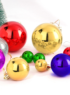 圣诞球电镀球绿金银红蓝色亮光球彩色球吊球橱窗布置商场装饰挂件