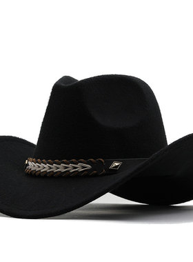宽皮带毛呢西部牛仔礼帽军绿色男士女士情侣帽藏族帽 Cowboy Hat