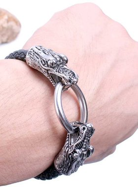 异域民族风钛钢手镯龙头情侣手环