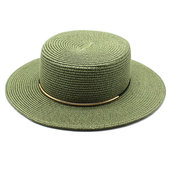小清新草绿色宽檐平顶礼帽女春夏天法式 太阳沙滩遮阳草帽