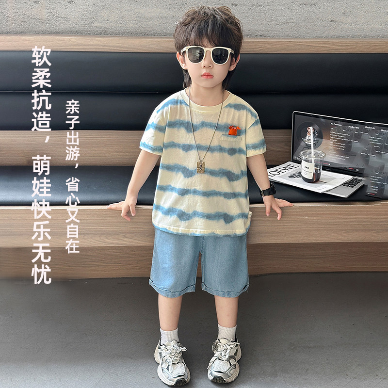 男童夏新款短袖短裤套装宝宝夏装图片