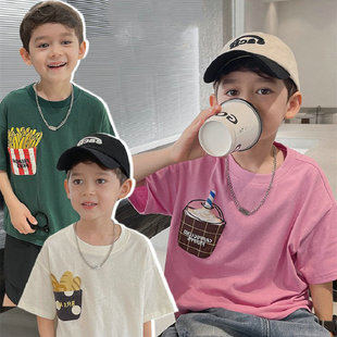 儿童纯棉T恤夏季短袖2025新款男童上衣帅气时髦中小童体恤童装潮6