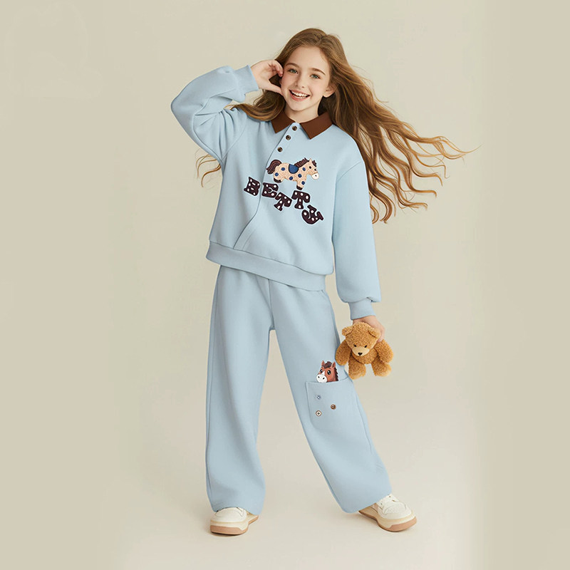 女童套装春秋儿童卫衣春装运动服洋气时髦春季中大童装女孩两件套