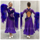 好舞伴GOODANPAR新款 高领紫色尺寸定制 摩登比赛服华尔兹舞服长袖