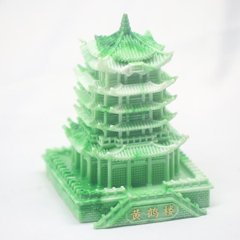 黄鹤楼13cm仿玉树脂立体金属摆件模型 武汉文创纪念品旅游伴手礼