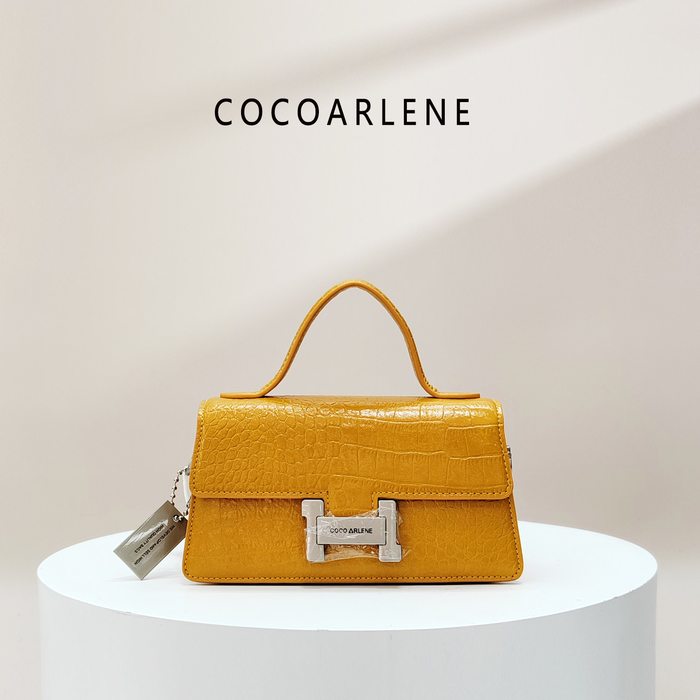 cocoarlene包包时尚百搭洋气手提沙漏包亮面鳄鱼纹链条斜挎包5930