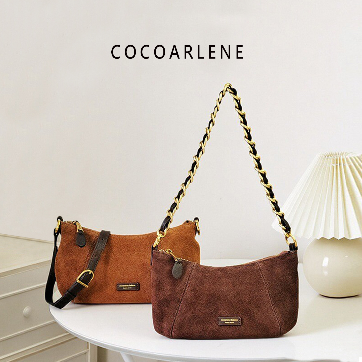 cocoarlene包包正品磨砂牛皮牛角包时尚百搭小众真皮手提斜挎女包