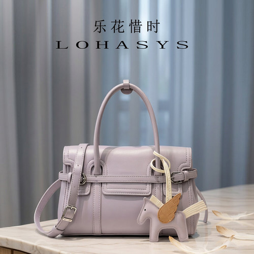 LOHASYS乐花惜时包包软皮波士顿包时尚百搭洋气通勤手提斜挎包潮