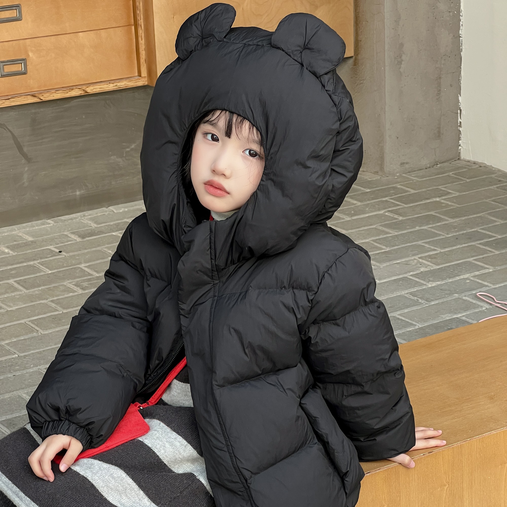 儿童羽绒服90白鸭绒中长款