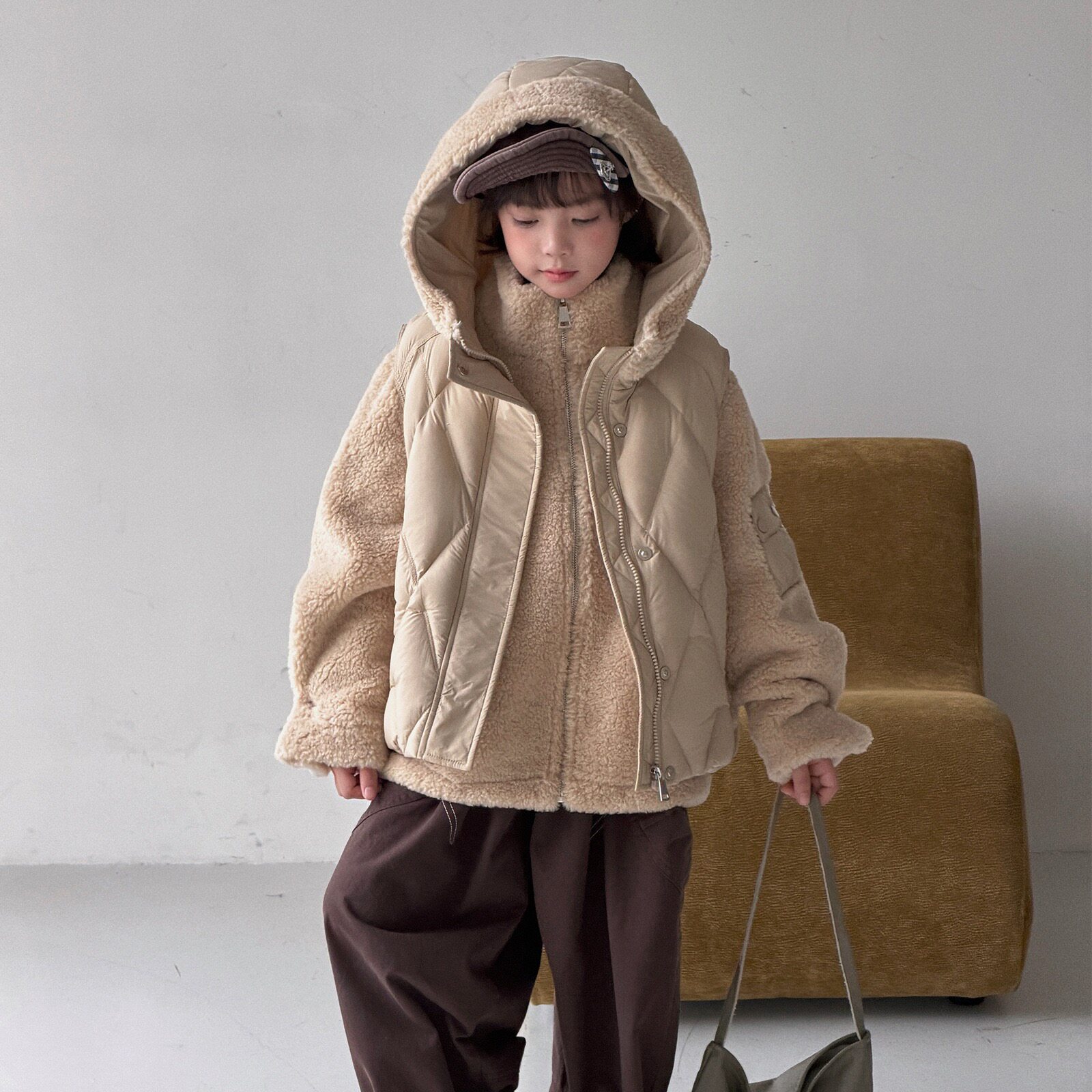 儿童三合一套装90白鸭绒羽绒服