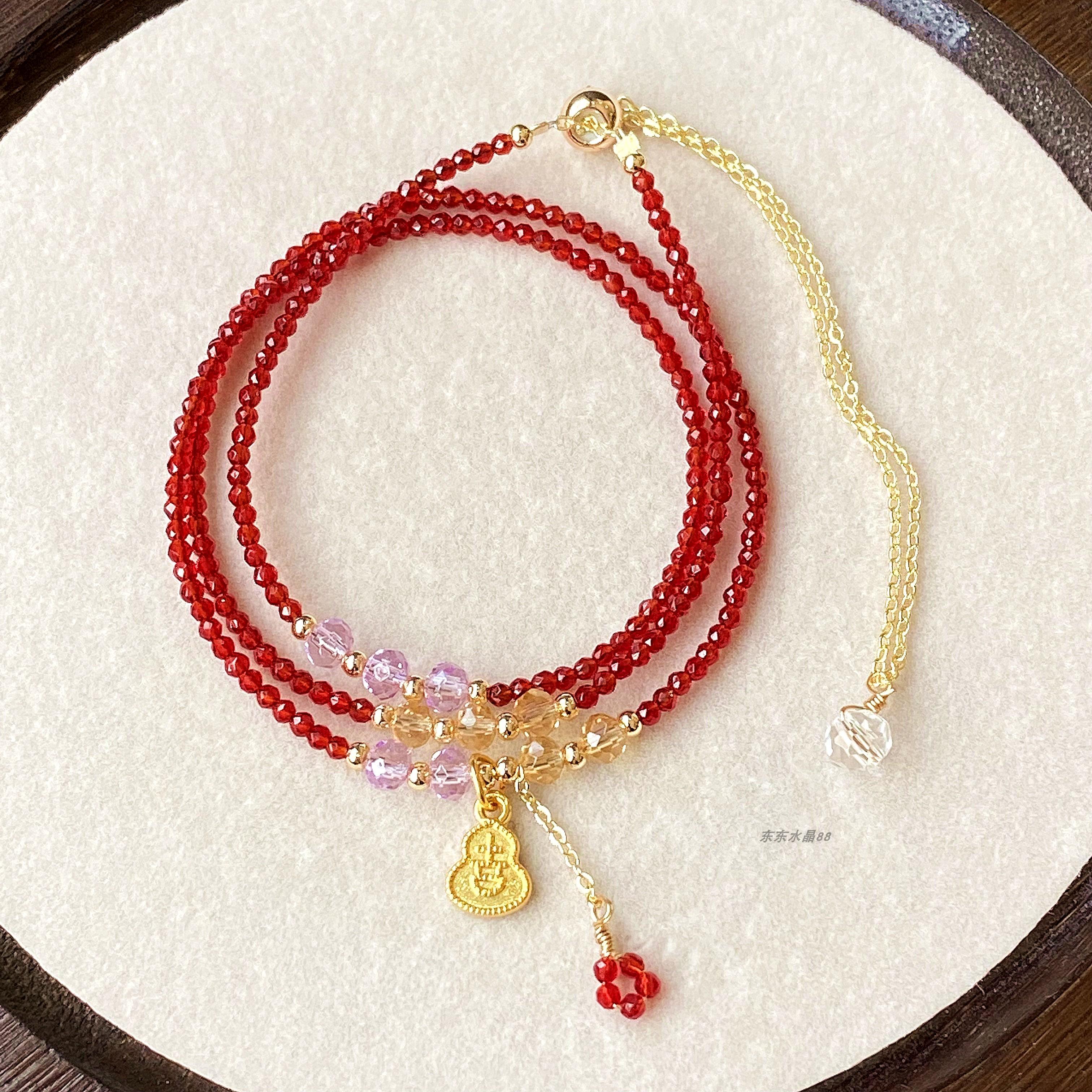 红尖晶三圈手链手饰小众